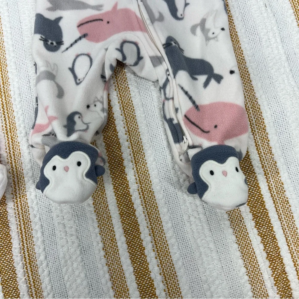 Carter's Pajamas Fleece My First Christmas and Baby‎ Girls' Penguin Pajamas 3M